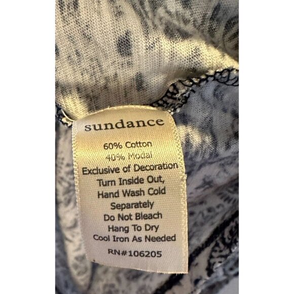 Sundance Knit Top Size Med Navy Crochet Detail L/S Boho Cozy soft Cotton Modal - Picture 4 of 6